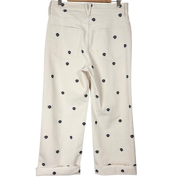 NWT J. Crew Embroidered Slim Wide-Leg Jean | Ecru Seashell | SZ 30 - Picture 3 of 11